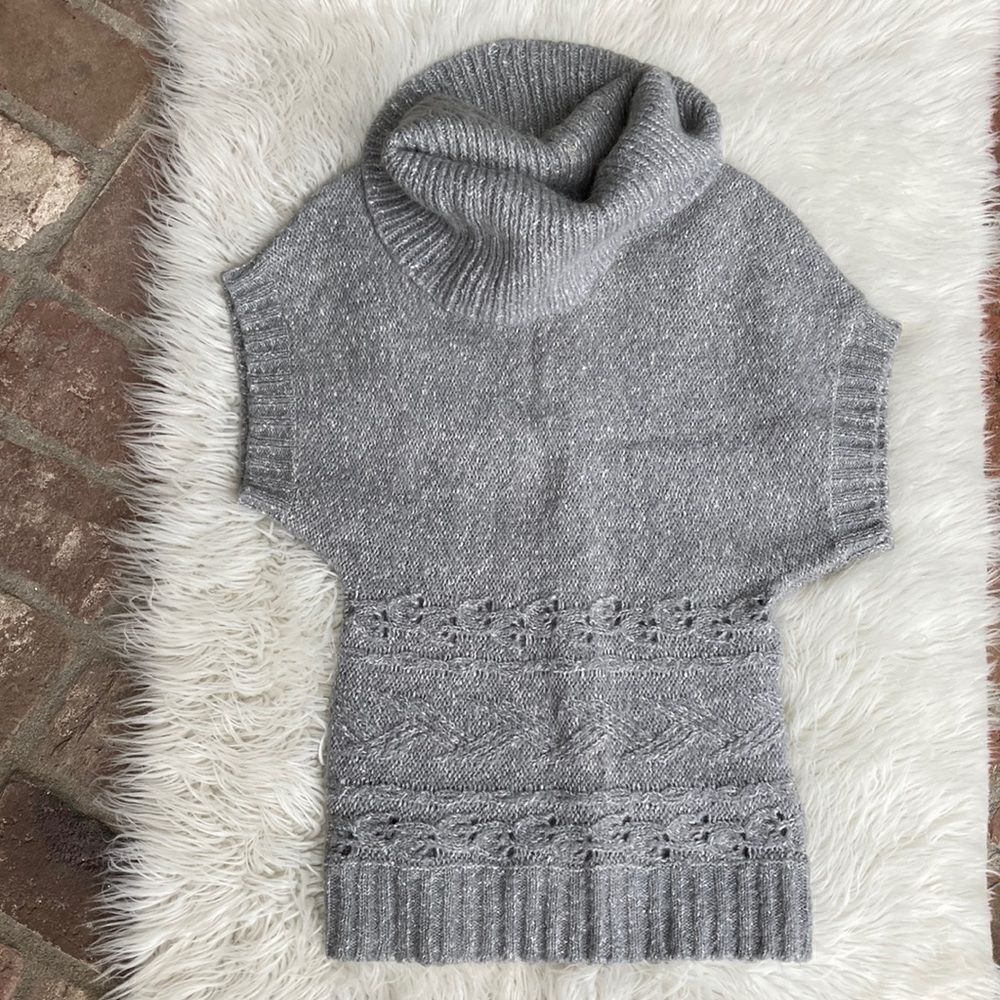 Wool Blend Knit Gray Turtleneck Sweater Vest Size S